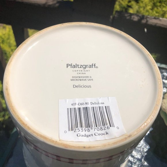 Pfaltzgraff Gadget Utensil Crock Delicious Pattern Apples Gingham Discontinued - Picture 7 of 7